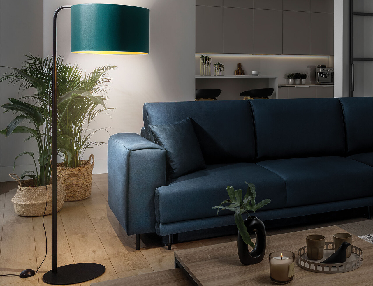 Lampadar ELTAP, Vespillo, 70x40x151 cm, 1xE27, 15W, otel/PVC, verde/auriu - imagine 6